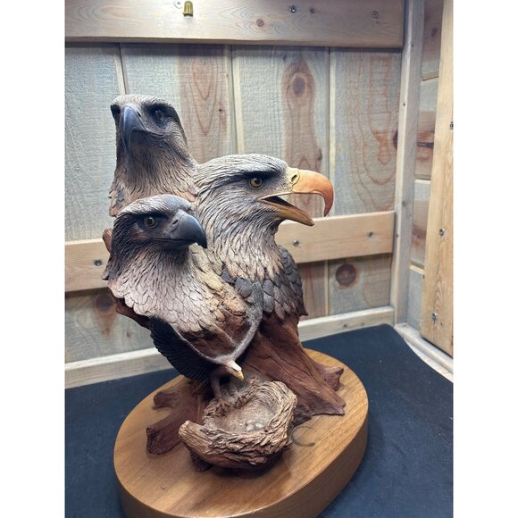 Neil J. Rose 1996 Limited Edition Sculpture "Birds Of Prey" Three Bald Eagles - Picture 2 of 12